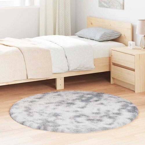 vidaXL Košata preproga svetlo siva 120x120 cm poliester Cene