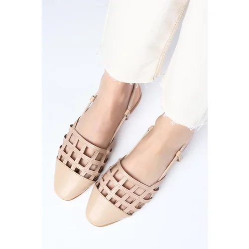 Mio Gusto Helen Nude Colored Blunt Toe Open Back Women's Ballerina Shoes