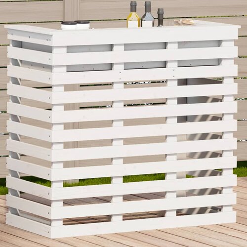 vidaXL Zunanja barska miza bela 113,5x50x103 cm trdna borovina Cene