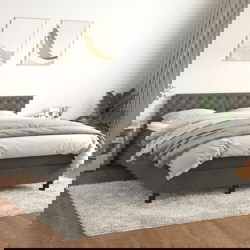 The Living Store Box spring postelja z vzmetnico temno siva 140x200 cm žamet - Box Spring Postelja, (21489630) Cene
