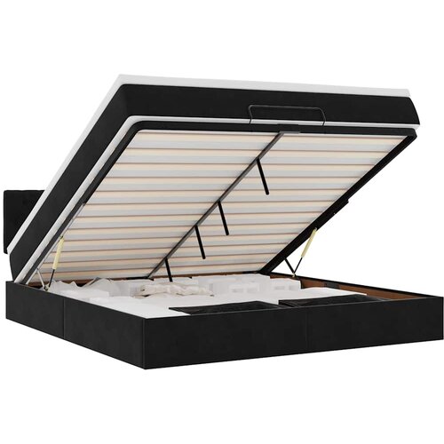 Maison Chic Otomanska Posteljni okvir - Dvoposteljna postelja - Zakonska postelja z vzmetnico &amp;amp; LED črna 160x200cm žamet-J167, (21767114) Slike