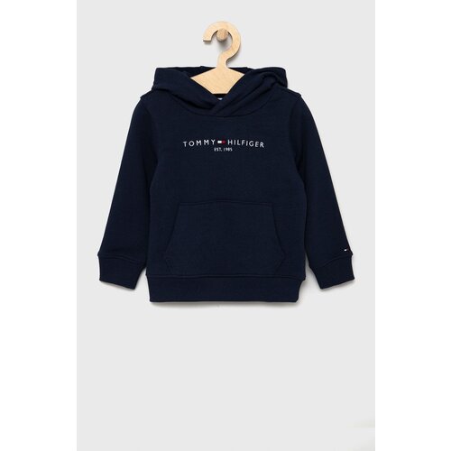 Tommy Hilfiger Dječja pamučna dukserica boja: siva, s kapuljačom Slike