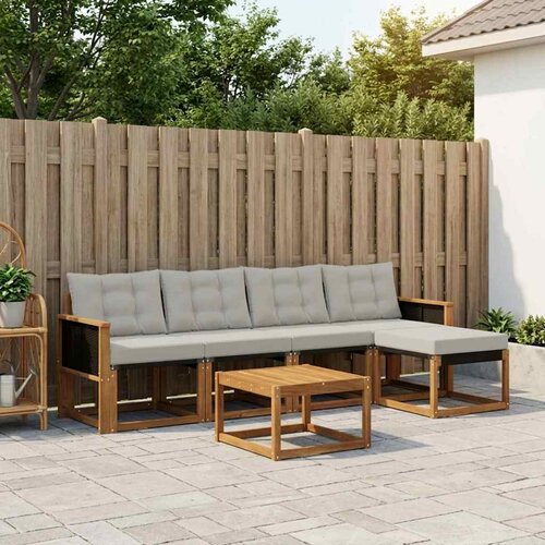 Set vanjskih sofa 6 kom. Prirodna i svjetlosiva Cene