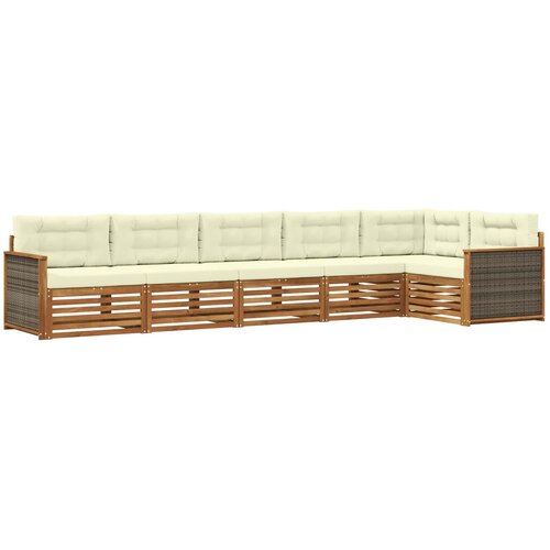 vidaXL Zunanja garnitura za sedenje z blazino 6 pcs Naravna in smetana, (5000280474) Cene