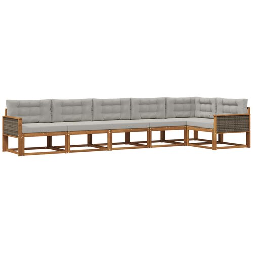 vidaXL Zunanja garnitura za sedenje 6 pcs Naravna in svetlo siva, (5000280689) Cene