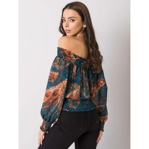 Fashion Hunters Marine brown women's blouse with Nanterre patterns