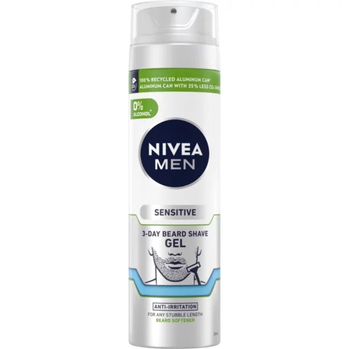 Nivea Men Sensitive 3-Day Beard pomirjajoč gel za britje za občutljivo kožo 200 ml za moške
