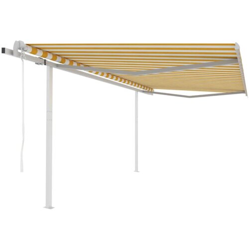 vidaXL avtomatsko zložljiva tenda s stebrički 4,5x3 m rumena in bela Cene