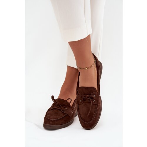 Boto Women&amp;#039;s Flat Loafers with Laces Chocolate Zalina Slike
