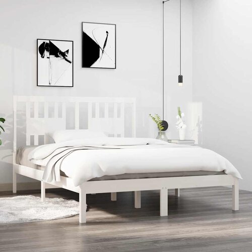 Okvir za krevet od masivne borovine bijeli 140 x 190 cm Cijene