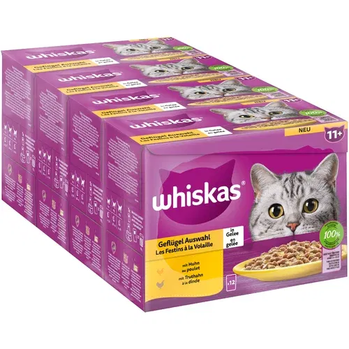 Whiskas Mega pakiranje Senior vrečke 48 x 85 g - 11+ Perutninski izbor v želeju