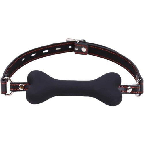 Ida Leather - nastavci za usta u obliku kosti (crni) Slike