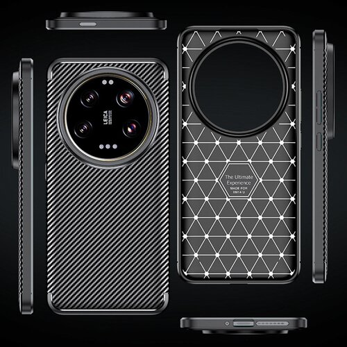 Techsuit CarbonFiber ovitek za Xiaomi 14 Ultra &amp;ndash; črn Slike