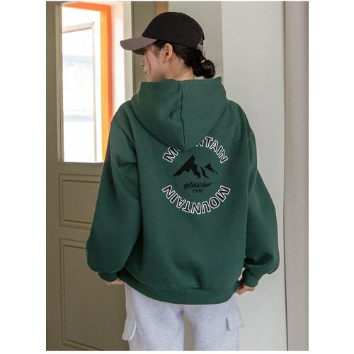K&H TWENTY-ONE Women's Dark Green Mountain Glacier Printed Hooded Sweatshirt Slike