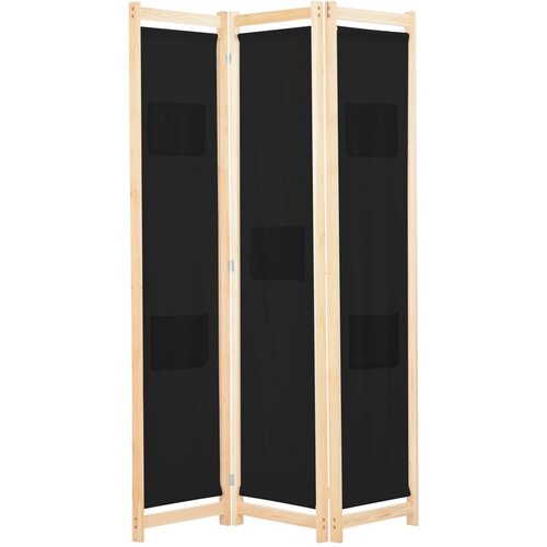 VidaXL Paravan 3-delni 120x170x4 cm črno blago Slike