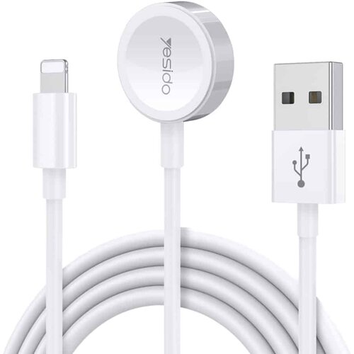 Yesido Podatkovni kabel (CA-70) - 2v1 USB na Lightning Apple Watch 2.4A 120cm - bel Cene