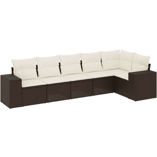 VidaXL 6-dijelni set vrtnih sofa od poliratana s jastucima smeđi Slike