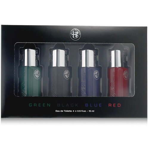 Alfa Romeo Green Set toaletna voda Green 15 ml + toaletna voda Black 15 ml + toaletna voda Blue 15 ml + toaletna voda Red 15 ml za mo&amp;scaron;ke Slike