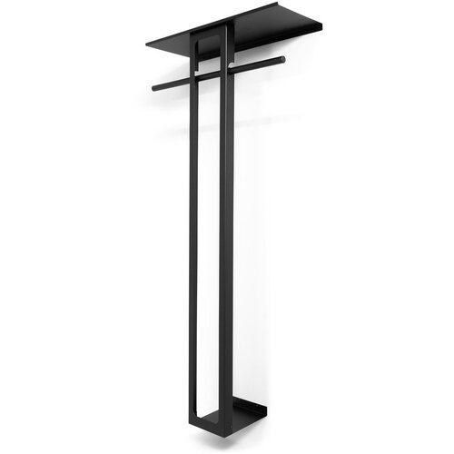 Spinder Design Črn jeklen stenski obe&amp;scaron;alnik s polico 70 cm Luno Large &amp;ndash; Slike
