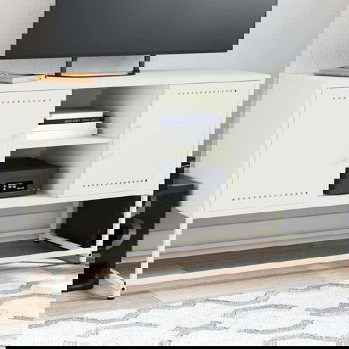 Furnova TV omarica bela 100,5x39x60,5 cm jeklo, (21922508) Slike