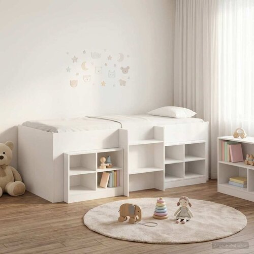  Loft krevet s ormarom s policom 3 pcs Bijela Konstruirano drvo Cijene