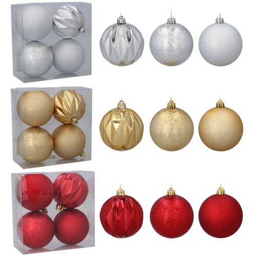 Molarem Home Set od 4 kuglice za božićno drvce &amp;ndash; 8 cm, crvena Slike