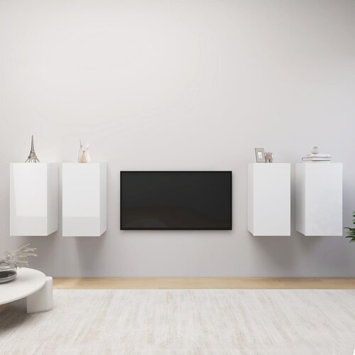 TV ormarići 4 kom visoki sjaj bijeli 30,5x30x60 cm od iverice Slike