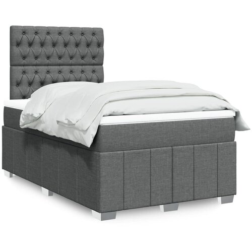 vidaXL Box spring postelja z vzmetnico temno siva 120x200 cm blago Cene