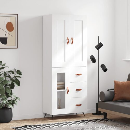  Visoka komoda bijela 69,5x34x180 cm konstruirano drvo Cene