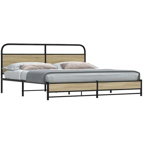 Metalni Kovinski posteljni okvir brez vzmetnice sonoma hrast 183x213 cm, (21608680) Cene