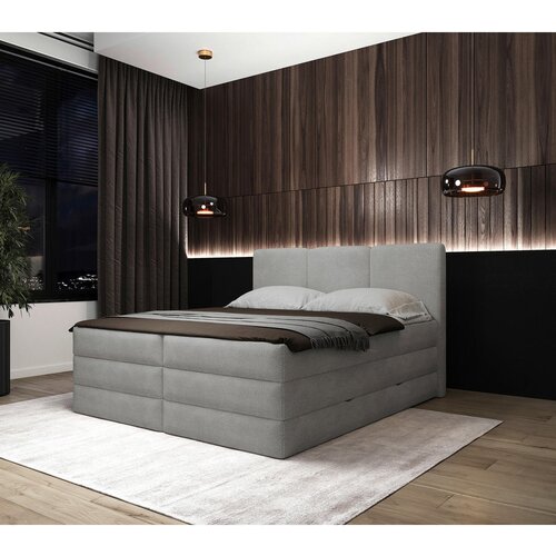 MID.YOU POSTELJA BOXSPRING 160 cm x 200 cm , les, tekstil, leseni material siva Cene