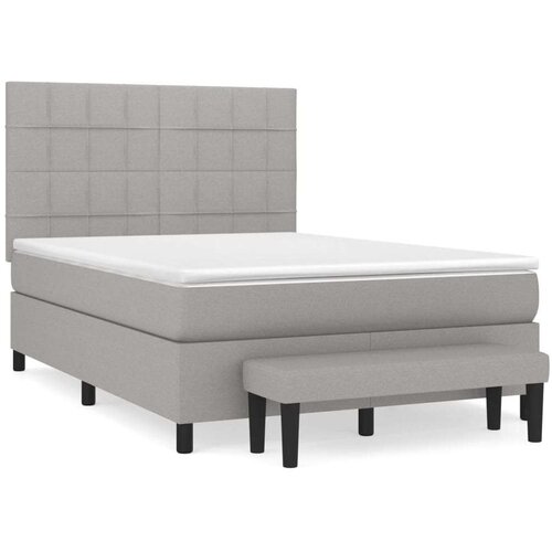  Krevet s oprugama i madracem svjetlosivi 140x190 cm od tkanine Slike