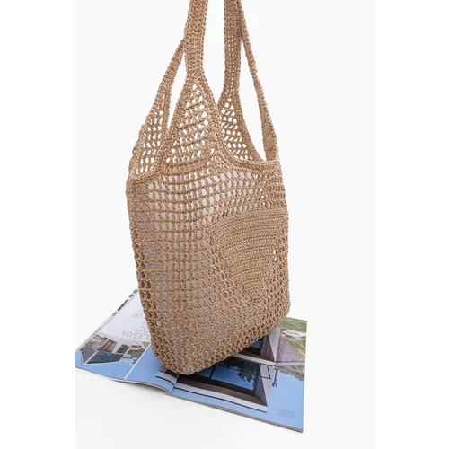 Marjin Women's Handmade Knitted Shoulder Bag Tayes Natural Straw