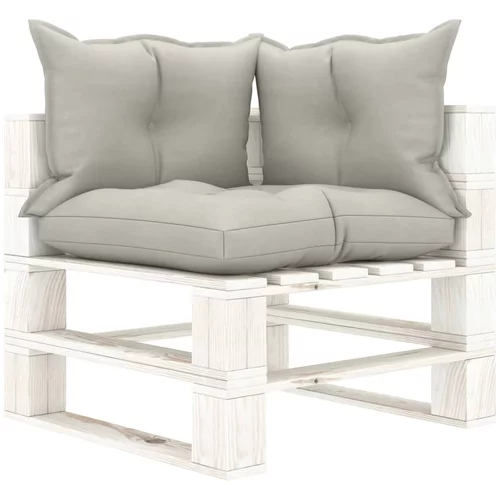 vidaXL Kutna vrtna sofa od paleta sa smeđe-sivim jastucima drvena