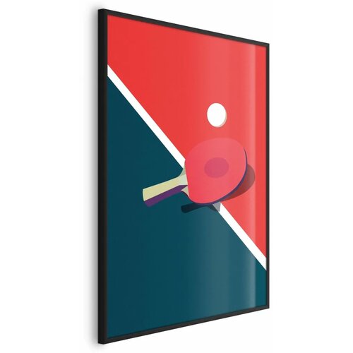  Plakat - Table Tennis - Ball and Racket on a Table 29.7x42 Crni okvir Cene