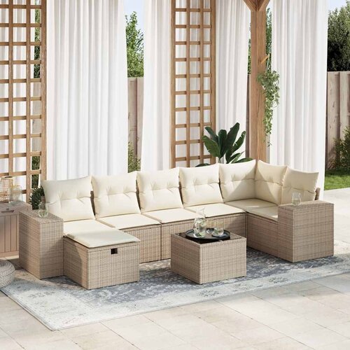 vidaXL 8-dijelni set vrtnih sofa od poliratana s jastucima bež Cijene
