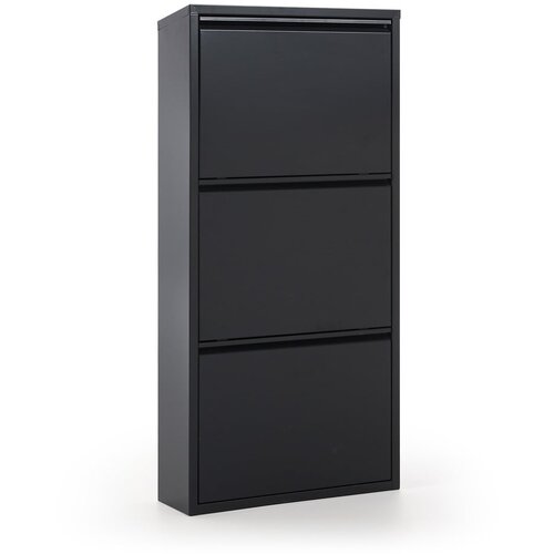 Kave Home crni metalni cipelar s 3 preklopne ladice Rox Cijene