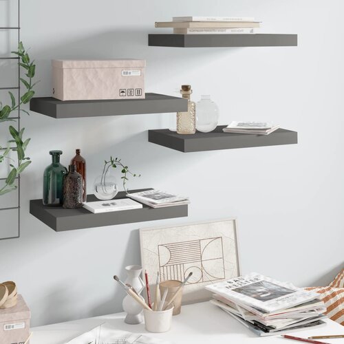 VidaXL Plutajuće zidne police 4 kom sjajne sive 40 x 23 x 3,8 cm MDF Slike