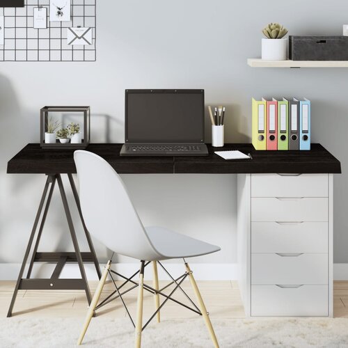 VidaXL Stolna ploča tamnosmeđa 140x60x(2-6) cm obrađena masivna hrast Slike
