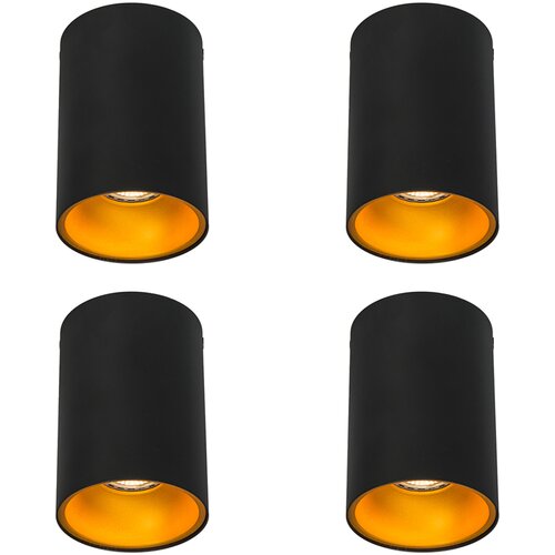 QAZQA Komplet 6 modernih reflektorjev črne barve z zlatom GU10 50mm - Deep Cene