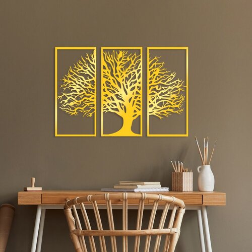 Wallity zidna dekoracija golden triple tree 4, 32 x 69 cm, zlatne boje Cene
