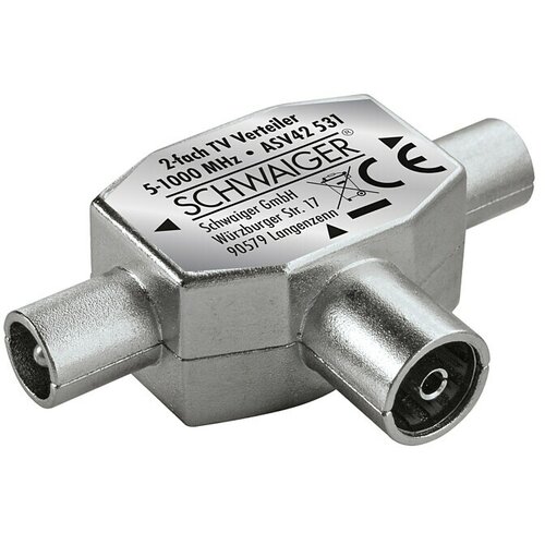 SCHWAIGER Razdjelnik za antenu (2-struko, 1 x IEC utičnica, 2 x IEC utikača, 5 - 1.000 MHz, 5 dB) Cijene