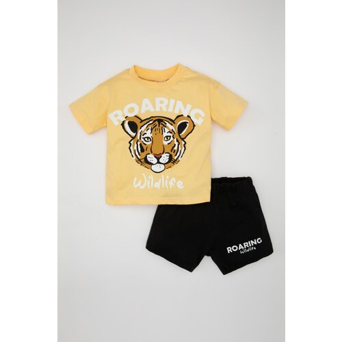 Defacto baby boy tiger printed short sleeve t-shirt shorts 2-Piece set Slike