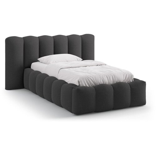 Micadoni Antracitno sivi tapecirani krevet s prostorom za odlaganje s podnicom 90x200 cm Lupine &ndash; Cijene