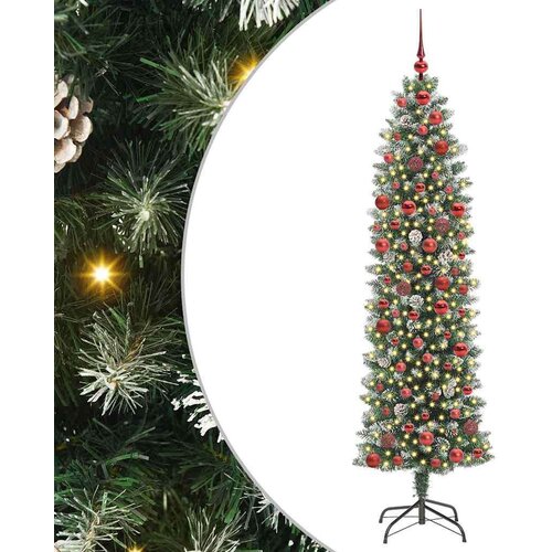 vidaXL Umetno vitko božično drevo med 300 LED Zelena in bela 180 cm Cene