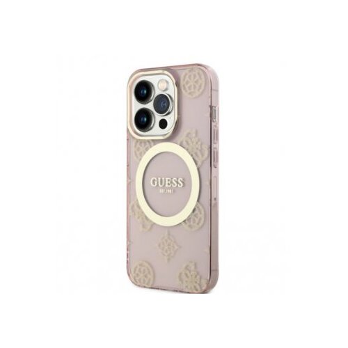 Guess Futrola za iPhone 14 Pro IML GLITTER PEONY GOLD PINK MagSafe Cene