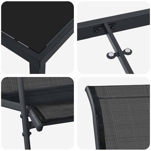  Vrtni set za objed 3 pcs Crna Čelik s prahom premazan Slike