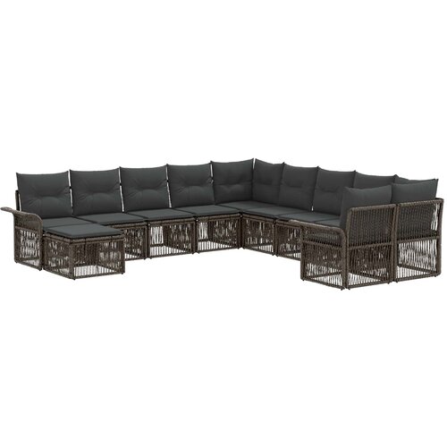 vidaXL Vrtna sedežna garnitura 11 pcs Siva in temno siva poli ratan, (5000272635) Cene