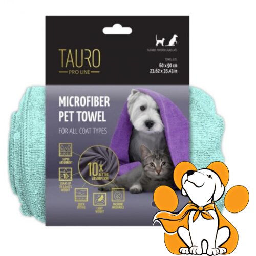 Tauro Pro Line microfiber Towel Mint 60x90cm, Peškir Za Ljubimce Svih Rasa Slike