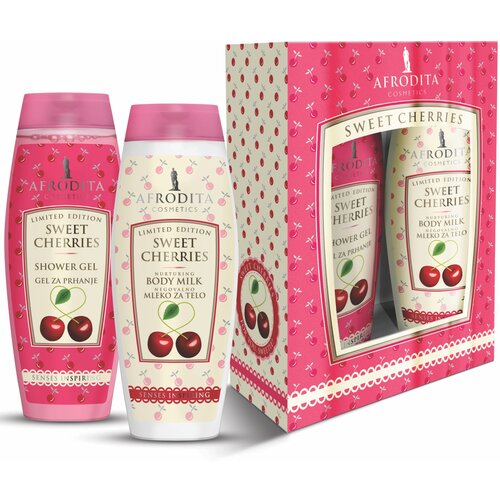 Afrodita Cosmetics poklon set sweet cheries, gel za tuširanje 200 ml +mleko za telo 200 ml Cene